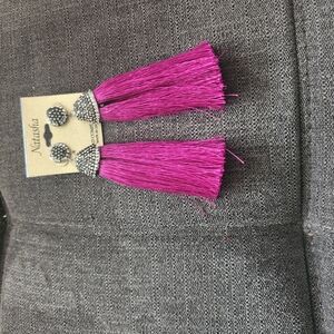 Natasha Couture Pink Tassel Earrings